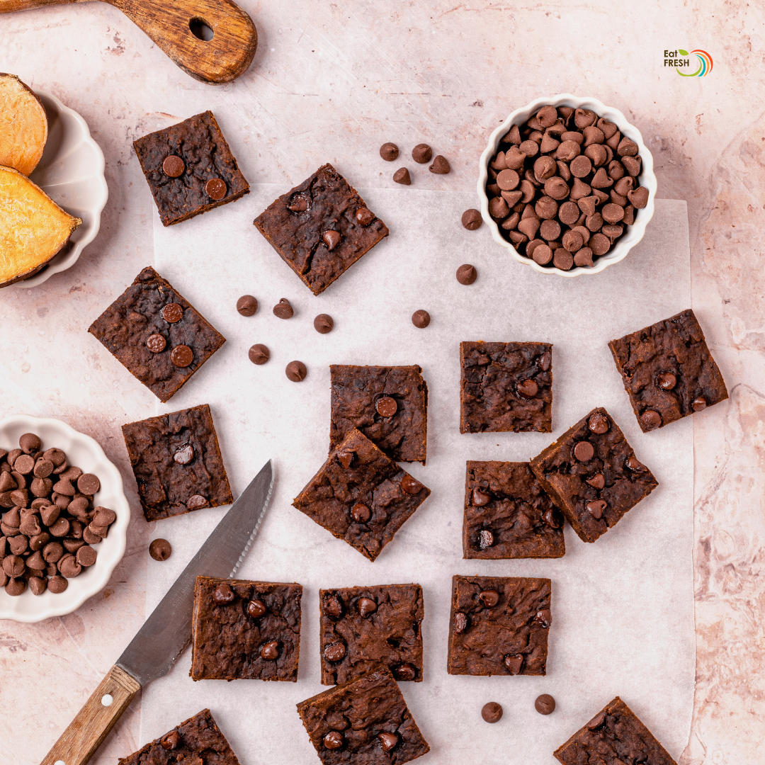 Vegan brownie sweet potatoes