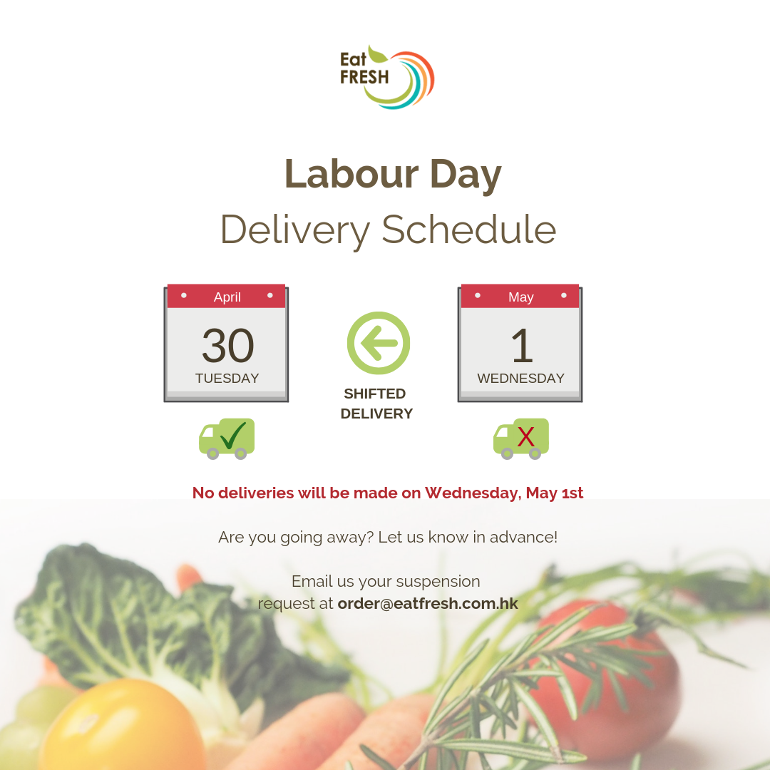 No Delivery on Wednesday, May 1st