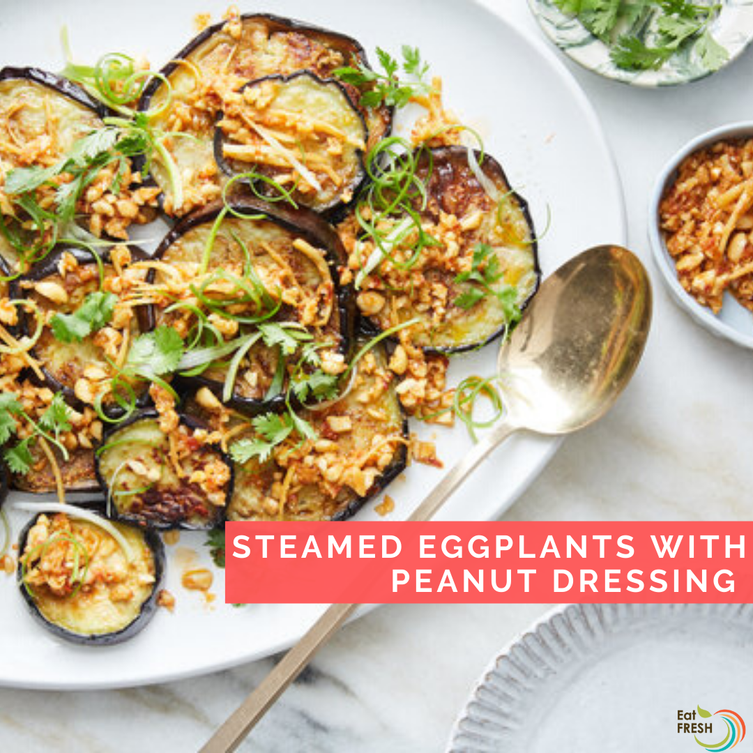 Steamed Eggplants with Peanut Dressing