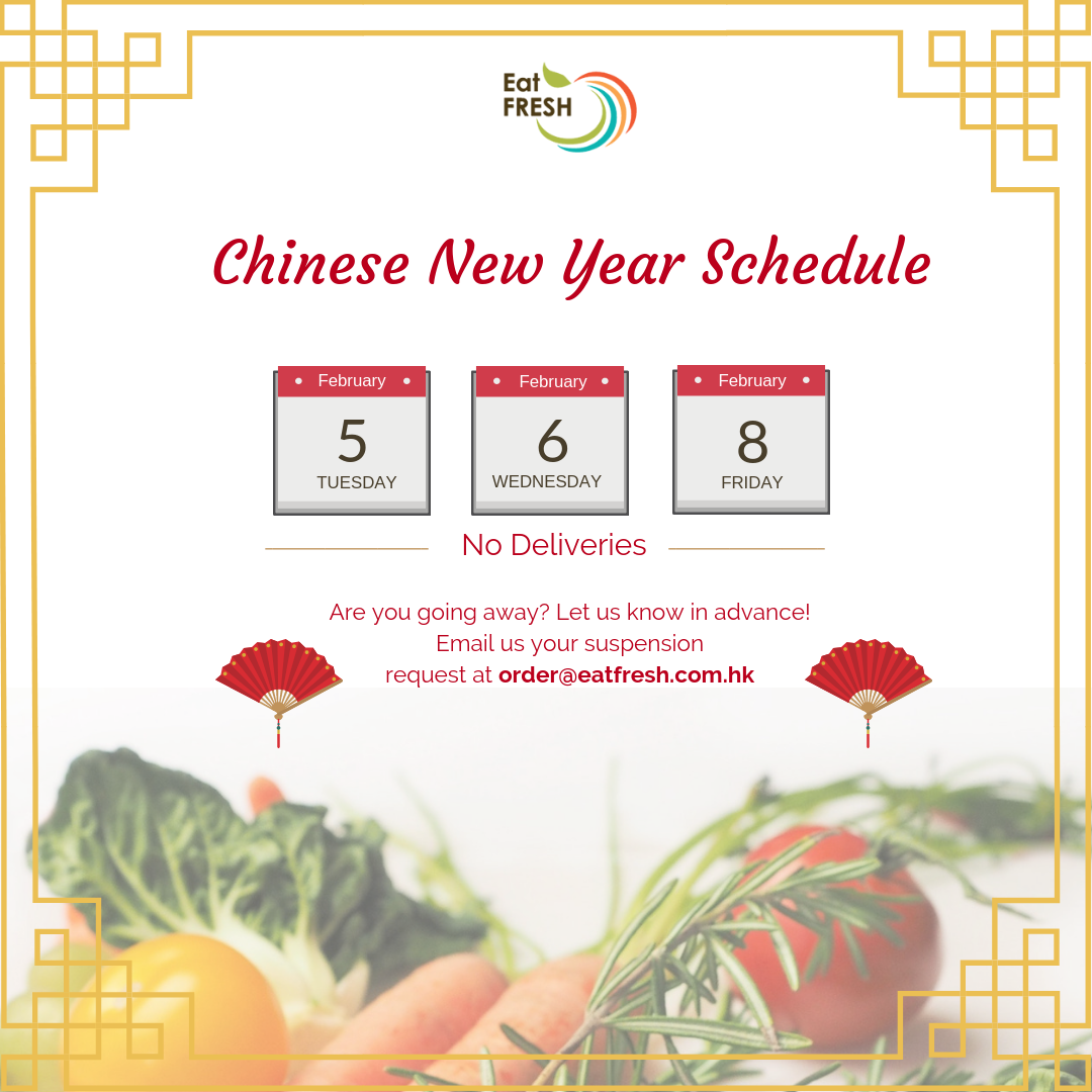 Chinese New Year Delivery Schedule