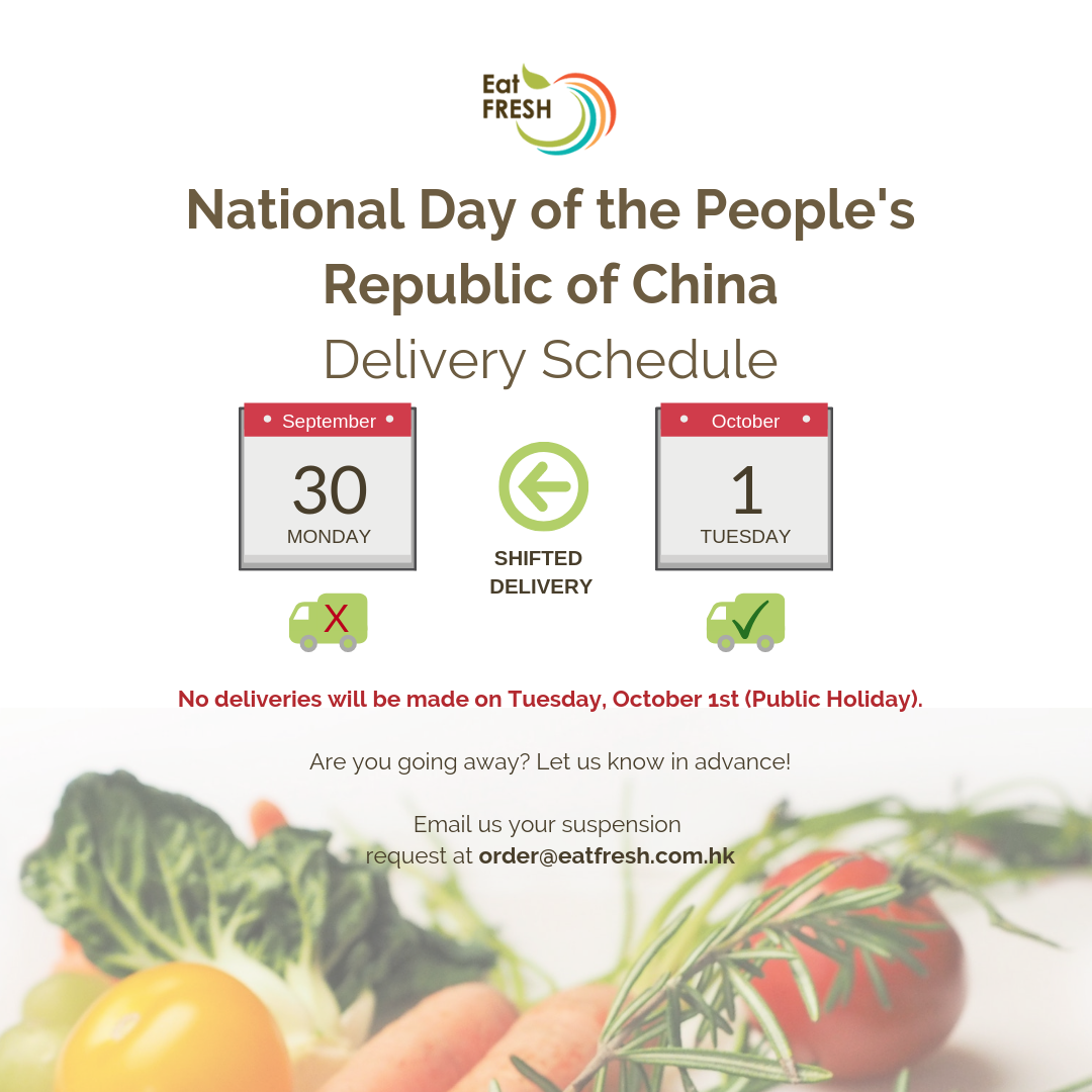 National Day of the People's Republic of China - Delivery Schedule