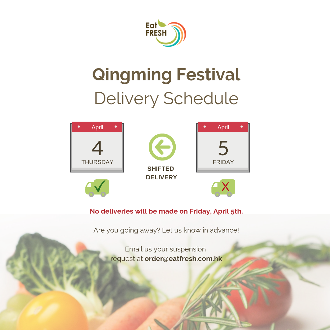 No delivery on Friday, April 5th