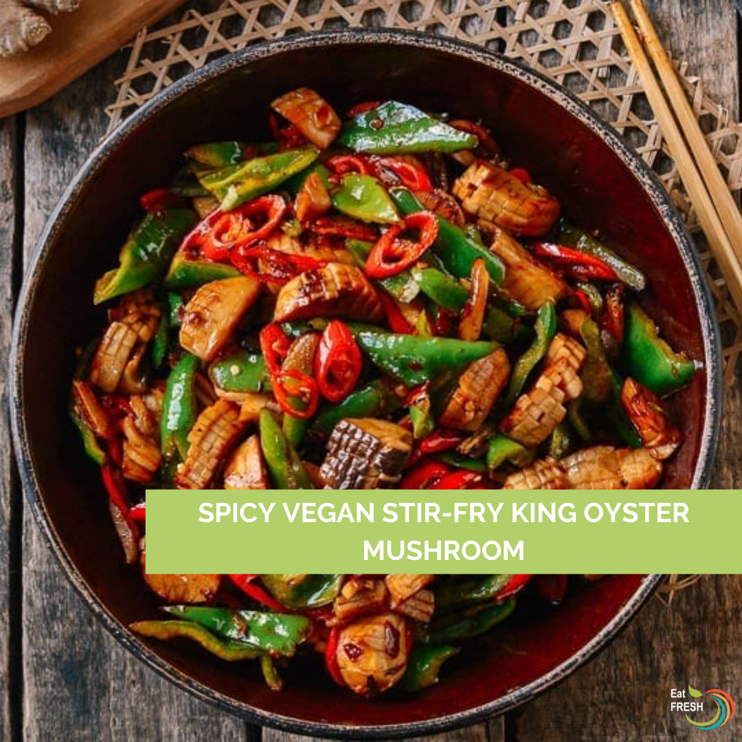 Spicy Vegan Stir-Fry King Oyster Mushroom