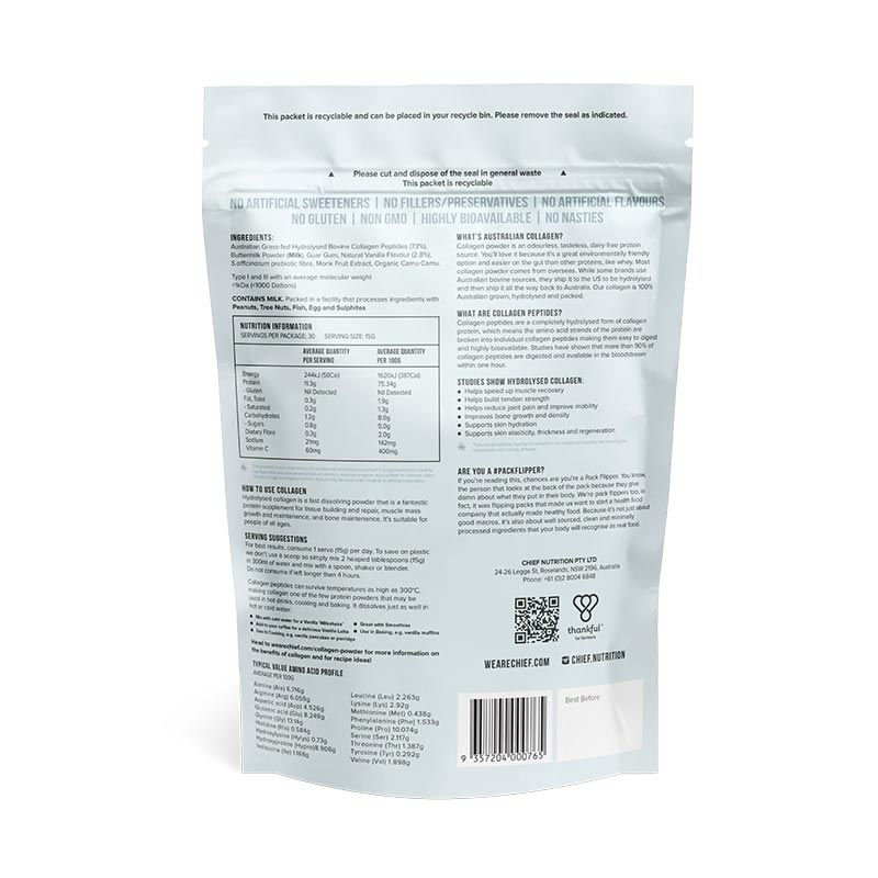 Chief. Grass-fed Collagen Protein Powder – Creamy Vanilla