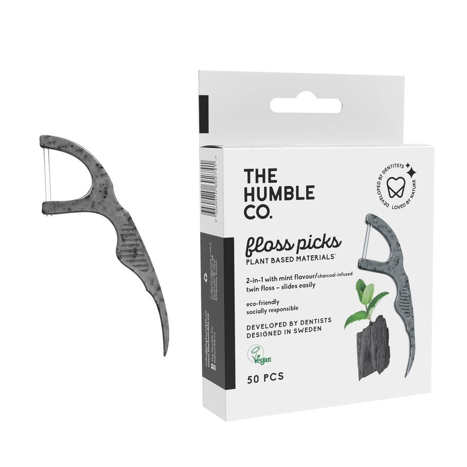 The Humble Co. natural humble floss picks - charcoal (50 pack)
